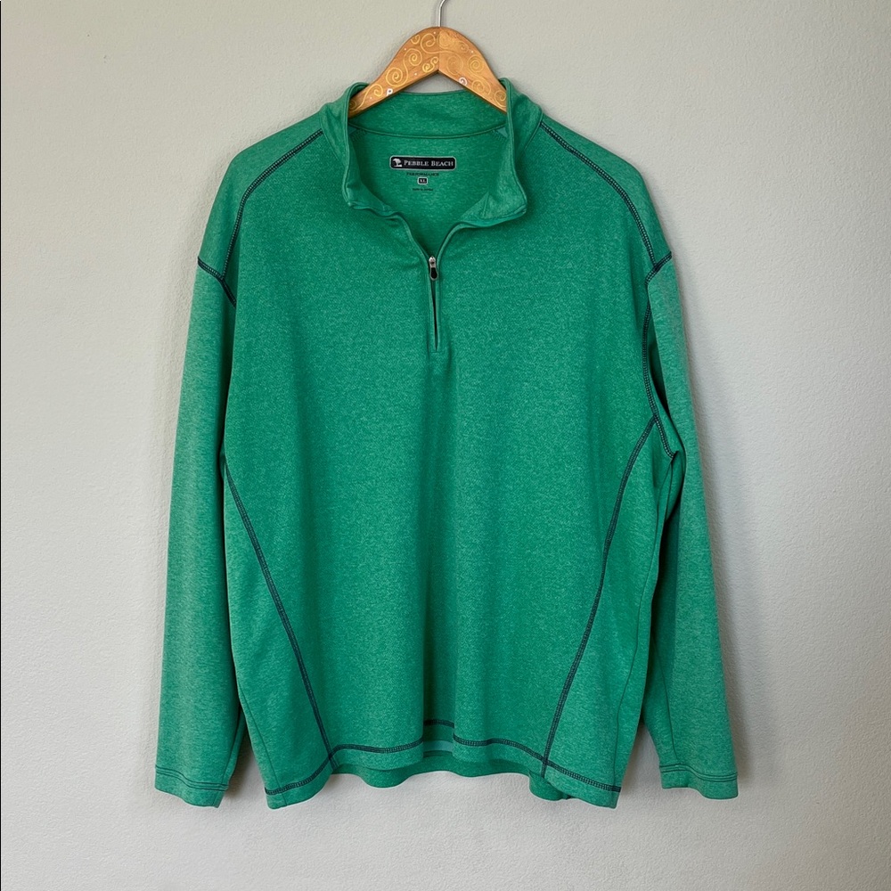 Pebble Beach Green Zip-Up Sweater